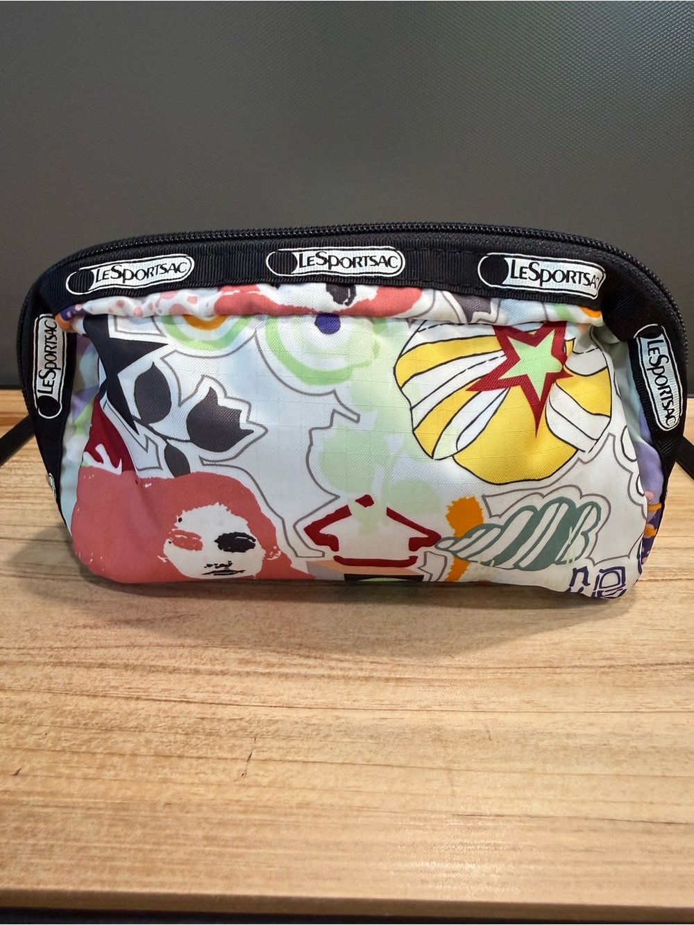 LeSportsac Artist Print Cosmetic Makeup Bag Graffiti Pop Art Zip Pouch